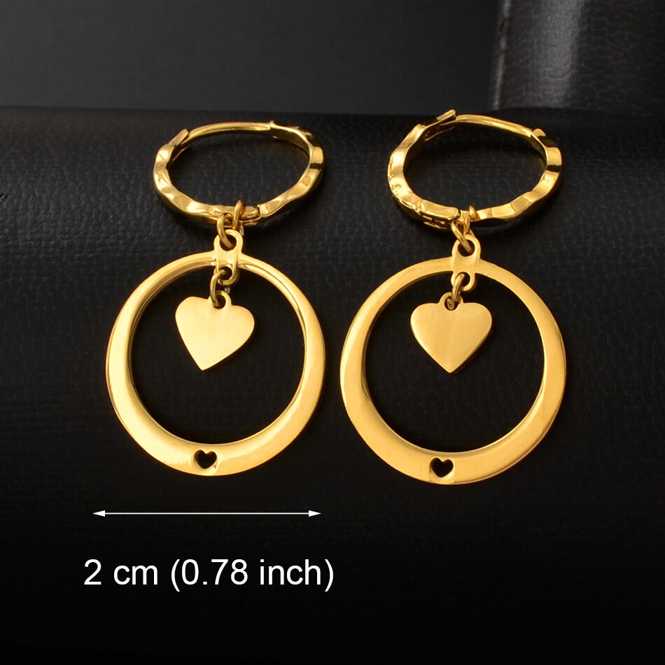 Anniyo Small Kiribati Earrings for Women Girls Gold Color Stainless Steel Jewelry #053221