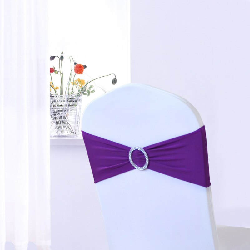 Elastische Spandex Stoel Bow Sash Stretch Lycra Stoel Sjerp Band Met Ronde Gesp Slider Voor Banket Hotel Bruiloft Decoratie