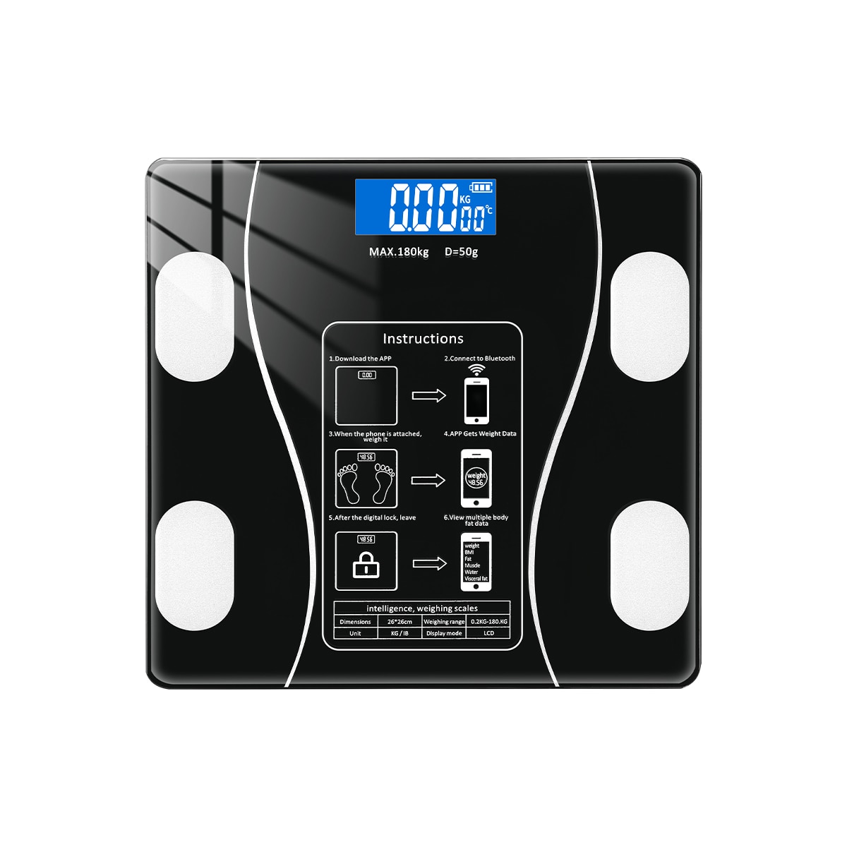 Bluetooth Weigh Scale Body Fat Scale Digital Bathroom Scale LCD Display Smart Electronic Scale Balance Body Composition Analyzer