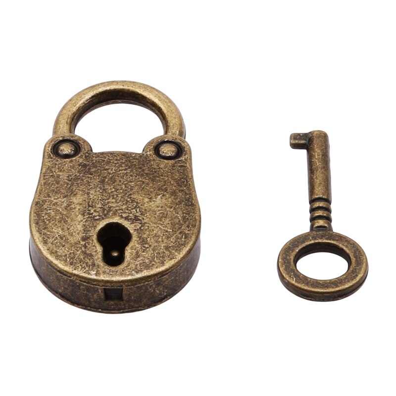 Métal ancien Style Vintage Mini cadenas petite boîte à bagages serrure à clé couleur Bronze Usage domestique matériel décoration