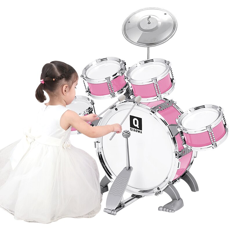 Kinderen Drum Set Kinderen Junior Drums Kit Simulatie Jazz Drums Percussie Muziekinstrument Wijsheid Ontwikkeling Speelgoed Converteren Drum: pink