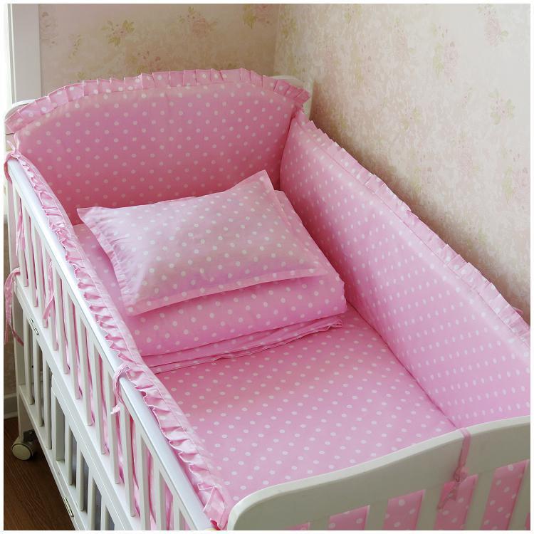 6 stk babysengetøjssæt babyprodukt toddler baby sengetøj bomuld barnesengesæt protetor de berço  (4 kofanger + lagen + pudebetræk)