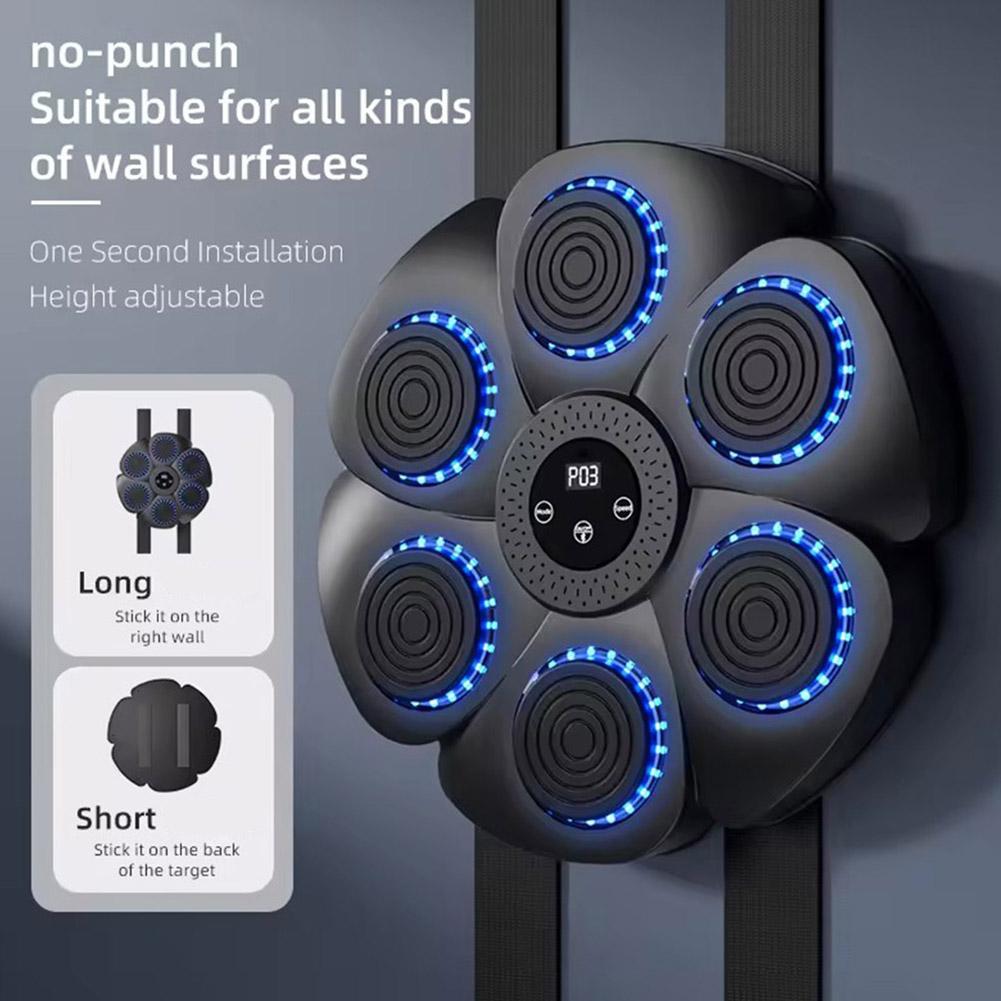 Music Boxing Machine Dynamic Indicator Lights Wall Mounted Boxing Training Punching Equipment Bluetooth-Compatible With Gloves