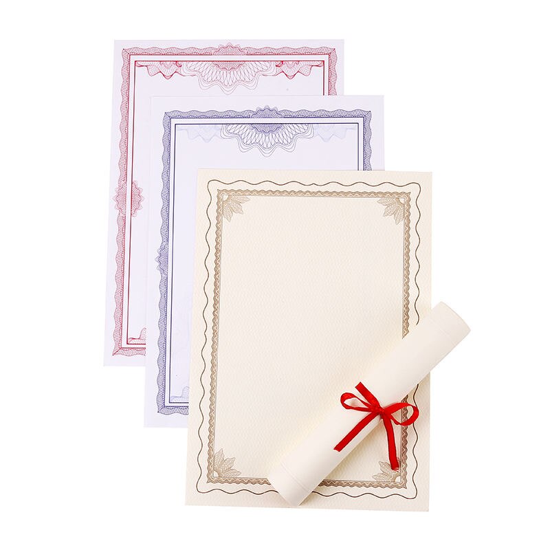 10 Sheets Award Honor Certificate Blank 12K Paper Diploma Certificate Paper for Graduation Ceremony School Office Supplies
