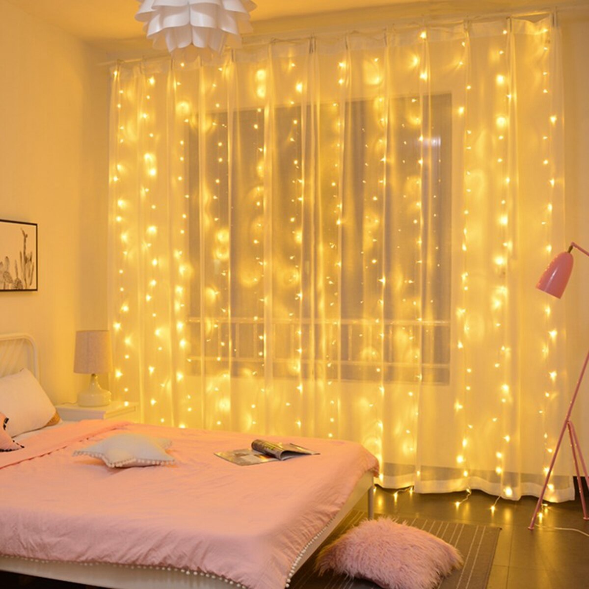 Guirnalda de luces con forma de adorno USB, guirnalda de hadas, cortina, luz navideña, decoración navideña para el hogar, lámpara decorativa de Año de Ramadán