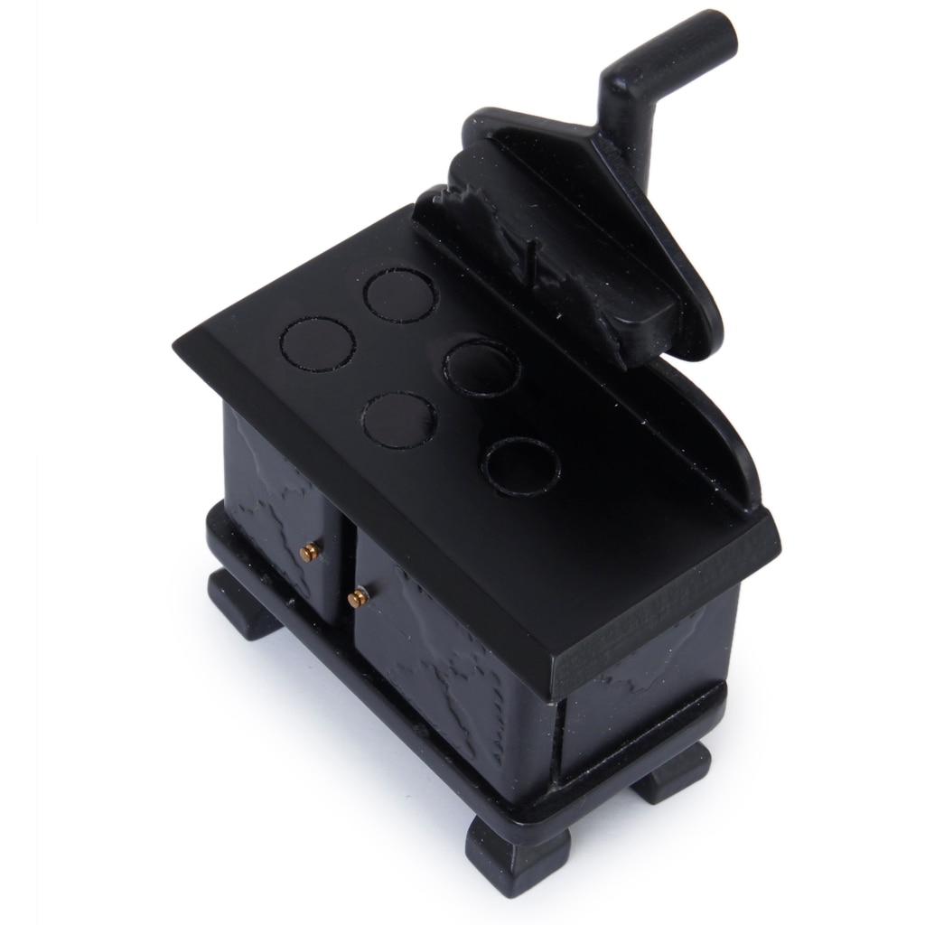 Vintage Wood Miniature Kitchen Stove Cooker Black for Dollhouse Furniture Accessory