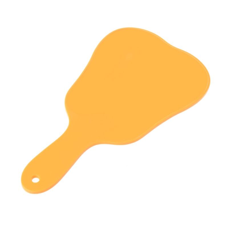 1 Pcs Unbreakable Patient Hand Mirror ABS+PVC+glass 14X13cm Cute Small Handle Dental Mirror Cosmetic Mirror Tool Makeup Mirrors: YELLOW