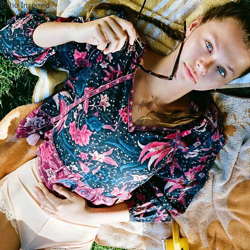Sweetheart Vintage Stil Skjorta Blus I Aprikos main image 0