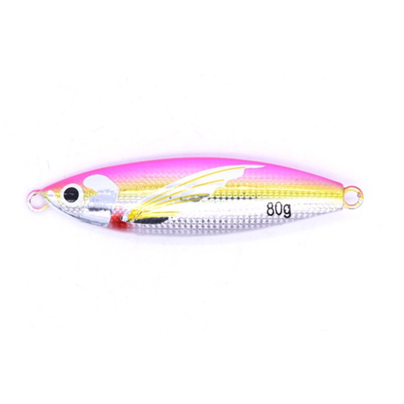 Japan Slow Jigging Lures Lead Fish With Double Hooks 40/60/80/100G Slow Jigs Saltwater Fishing Lure: Pink No hook / 40g