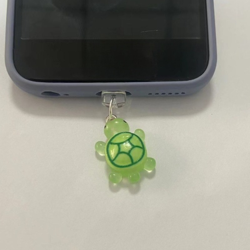 1pcs Cute Green Turtle Phone Dust plug Accessories Decoration Hanging Pendant for iPhone for Samsung Type-C Charging Port