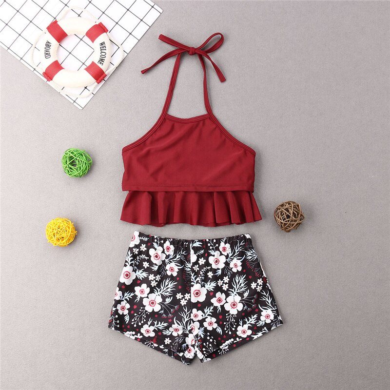 Mother Daughter Swimwear Floral Swimsuit Mother Daughter Clothes Swimming Costume Women Bikini Set Girls Swimwear Suit