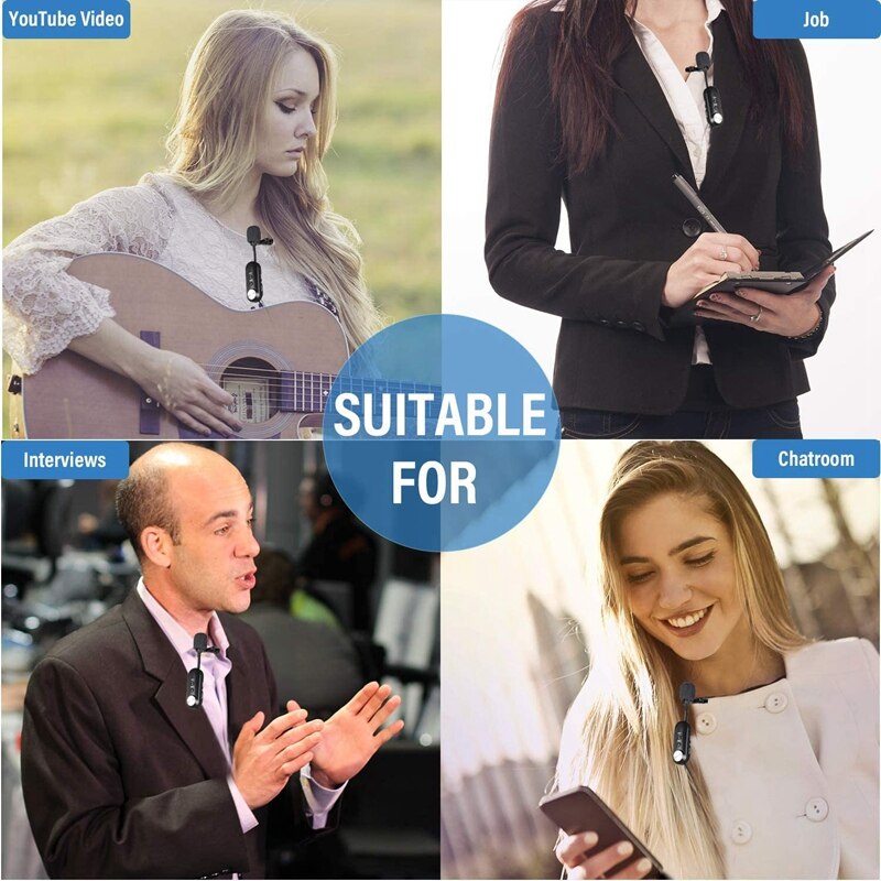 Wireless Microphone Clip-on Collar Tie Microphone Mobile Cell Phone Microphone Mic for Camera Recording