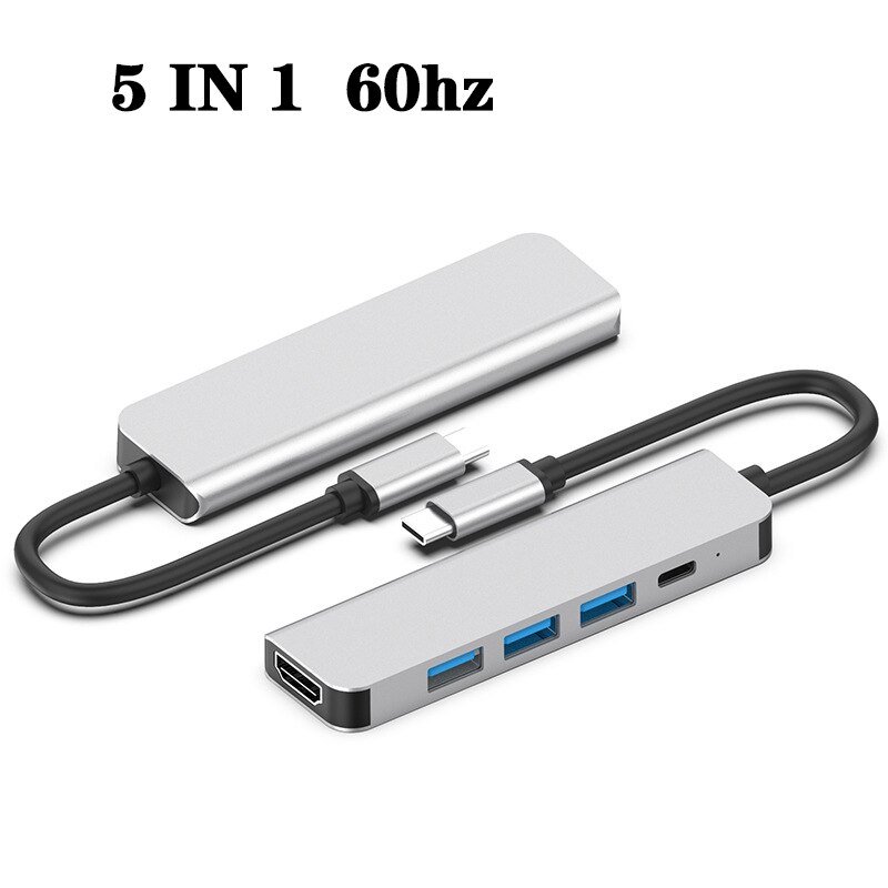 5-In-1 5Gbps 1080P Usb Type C Hub Naar Hdmi-Compatibel 4K Vga USB3.1 Adapter Voor Macbook Pro Otg Voor Macbook Pro/Air/Huawei Mate