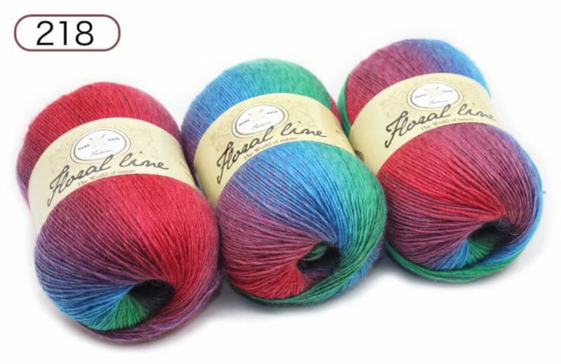 5pcsX100g 100% Cashmere Yarn crochet yarn for knitting Rainbow Line Fancy Melange Combed Sewing: 218