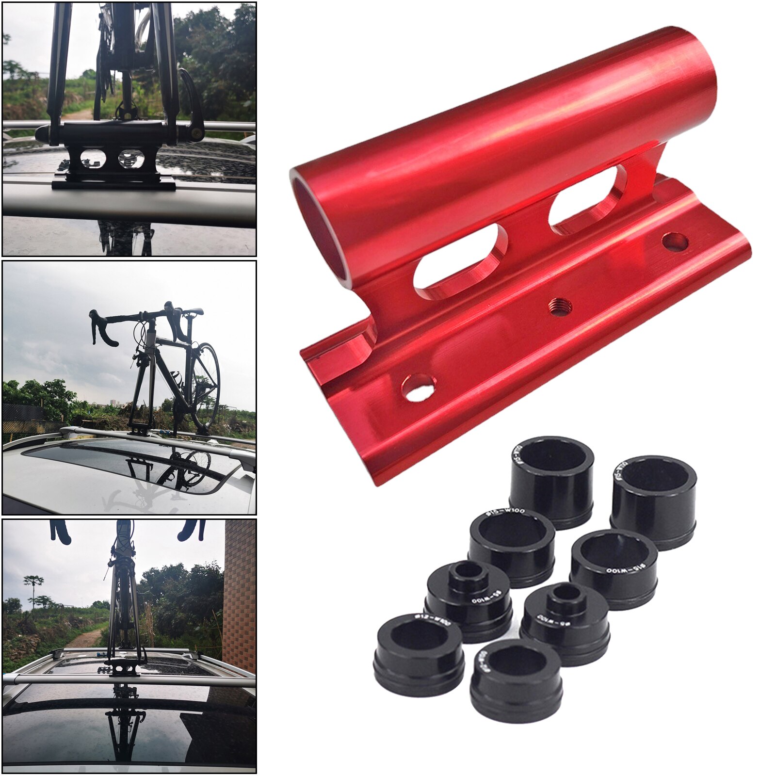 Bike Car Roof Mount Rack MTB Bicycle Transportation Truck Bed Mount Rack Quick Release Thru Axle Bicycle Carrier Bracket Holder: Red