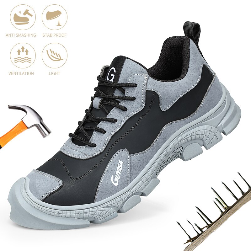 Indestructible With Steel Toe Cap Anti-static For Men‘s Safety Shoes Construction Puncture Proof Security Work Shoes Outdoor