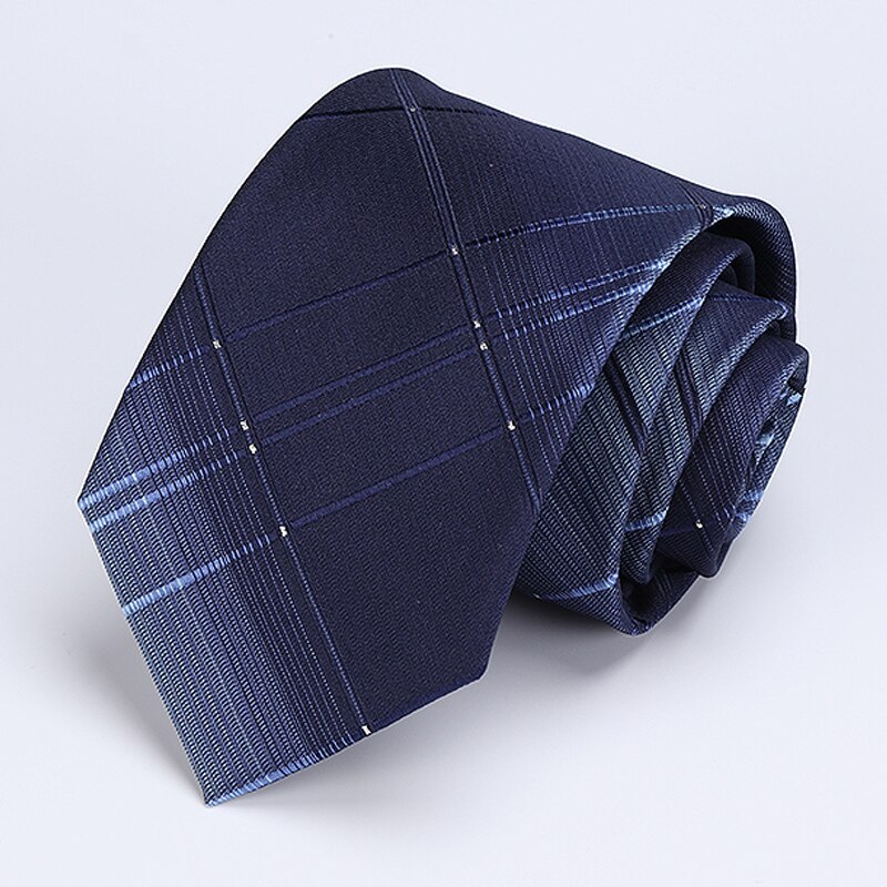 Dark Blue Striped 8cm Wide Ties for Men Business Formal Suit Necktie with Box
