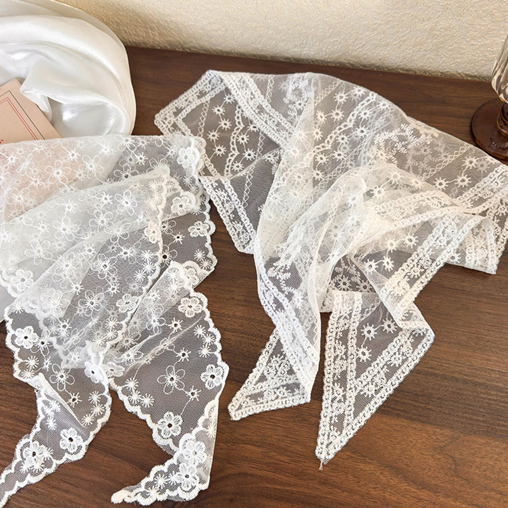 Sommer hvid vævet blomster blonde hårtørklæde wraps kvinder retro trekant hovedtørklæde hat rejse foto pandebånd hårtilbehør ins