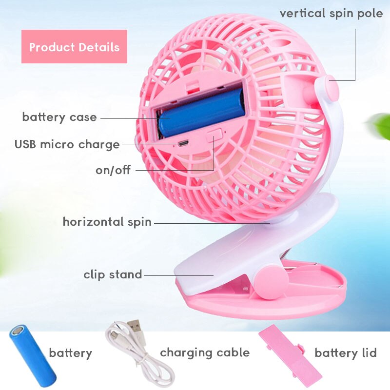 Summer Portable usb Mini Fan Small Flexible Handy Usb Charging Fan Noiseless Rotate 360 Degree Desktop Clip Electric Sleep Fans