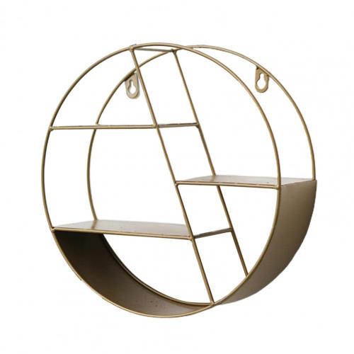 Storage Organizer Floating Geometric Figure Smooth Lines Round Shape Storage Rack for Home: Golden 2