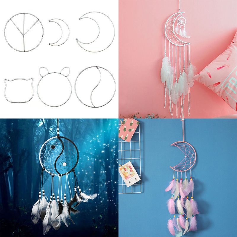 Onregelmatige Ijzeren Ring Leuke Dreamcatcher Hoepel Kat Maan Speciale Vormige Ringen Diy Handmande Accessoire