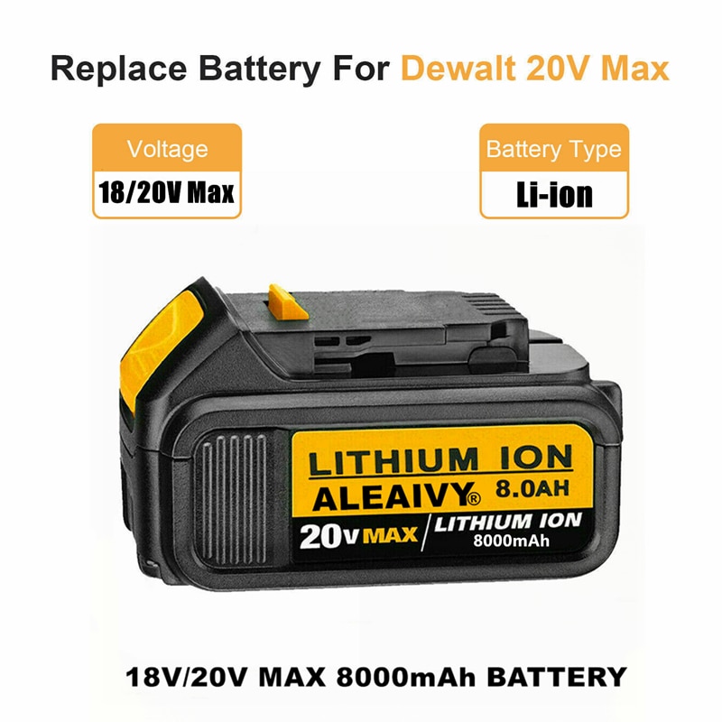 Aleaivy 18V 20V Max XR Battery 8.0Ah with Charger - Replacement for Dewalt DCB184 DCB181