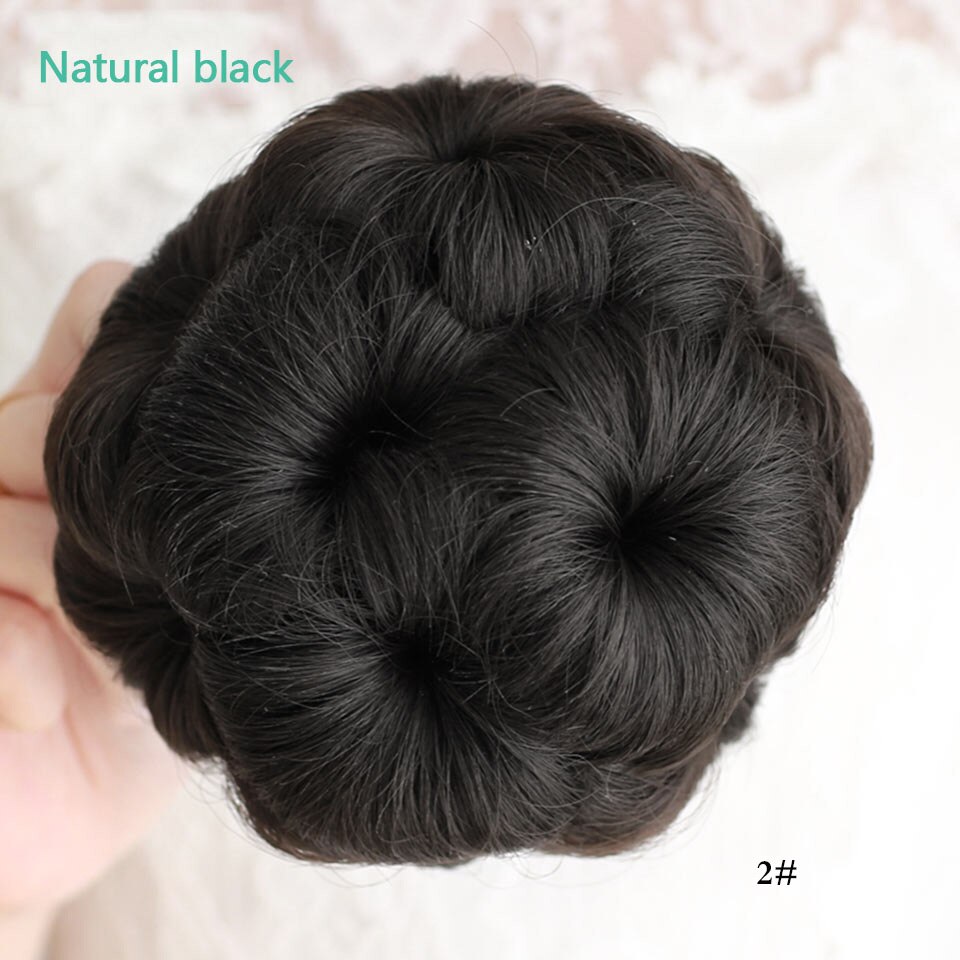 WTB Women Chignon Hair Bun Donut Clip In Hairpiece Extensions Black/Brown/ Synthetic High Temperature Fiber Chignon: 2