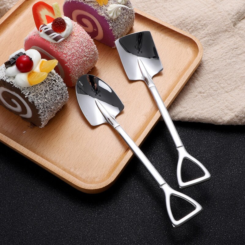 Stainless Steel Long Handle Ice Cream Dessert Spoon Sets Mixing Stiring Spoons Watermelon Shovels For Home Party Bar Supplies