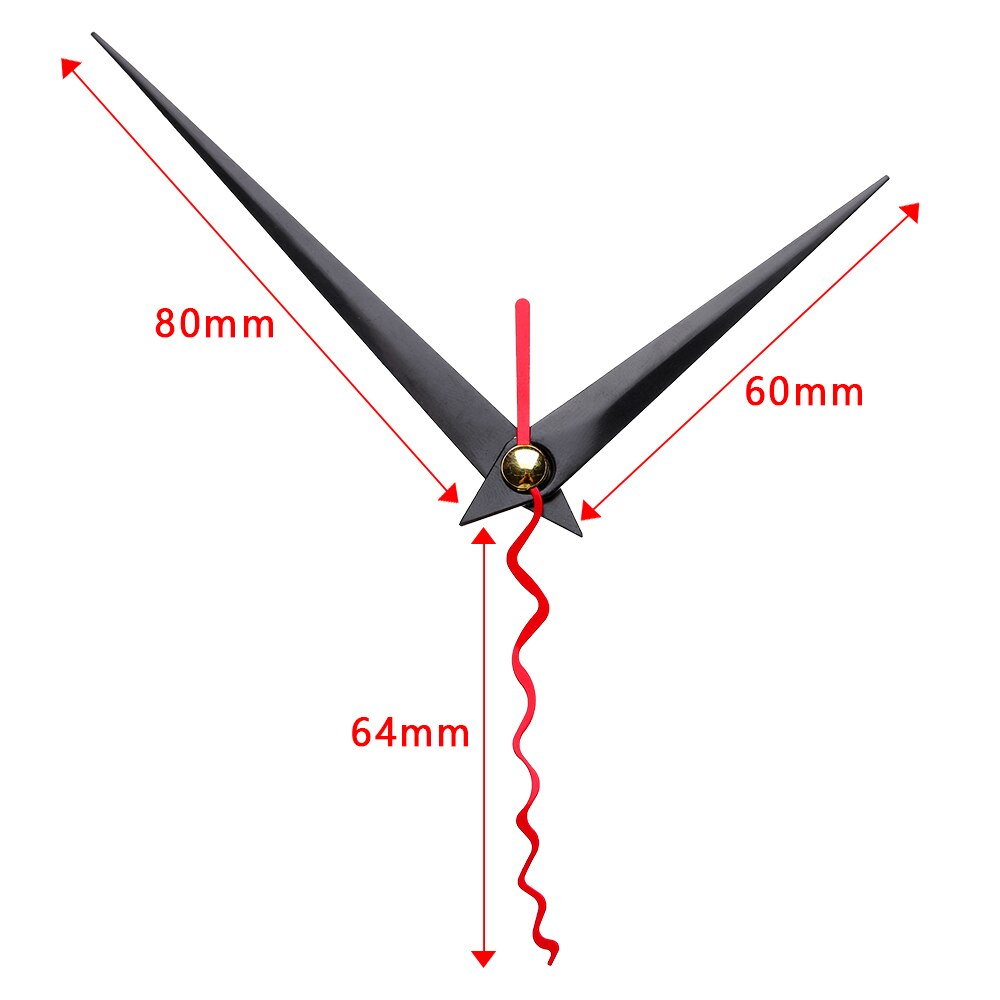 1 Set Clock Movement Mechanism Black & Red Hands Repair Tool Parts Kit DIY Set With Hook Clock Replacement Accessories