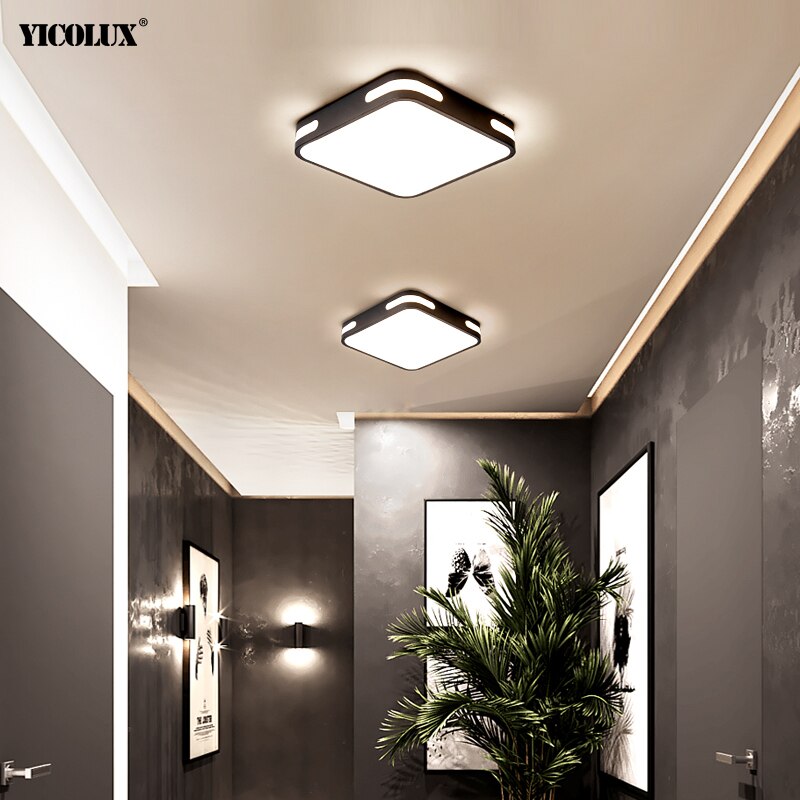 12w moderne led kroonluchter verlichtingslampen voor hal balkon gang slaapkamer wit zwart ijzer huis binnen entree lamp glans