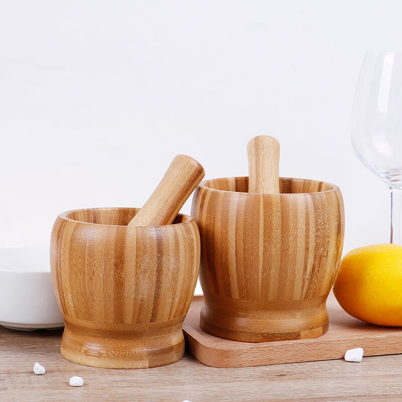 Juego de mortero y mortero de madera para molino, tazón de molienda para garrafa de ajo, herramientas de cocina y dispositivos, trituradora de molino de hierbas