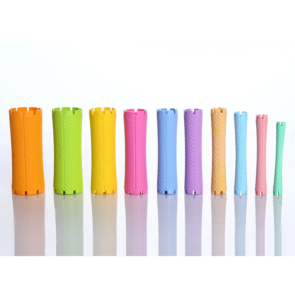 60pcs/set 10 Sizes Hair Rollers Set Wave Hair Cold Perm Rods Kit Permanent Bar Dry wet hair Plastic Curlers & Rubber Band U1066