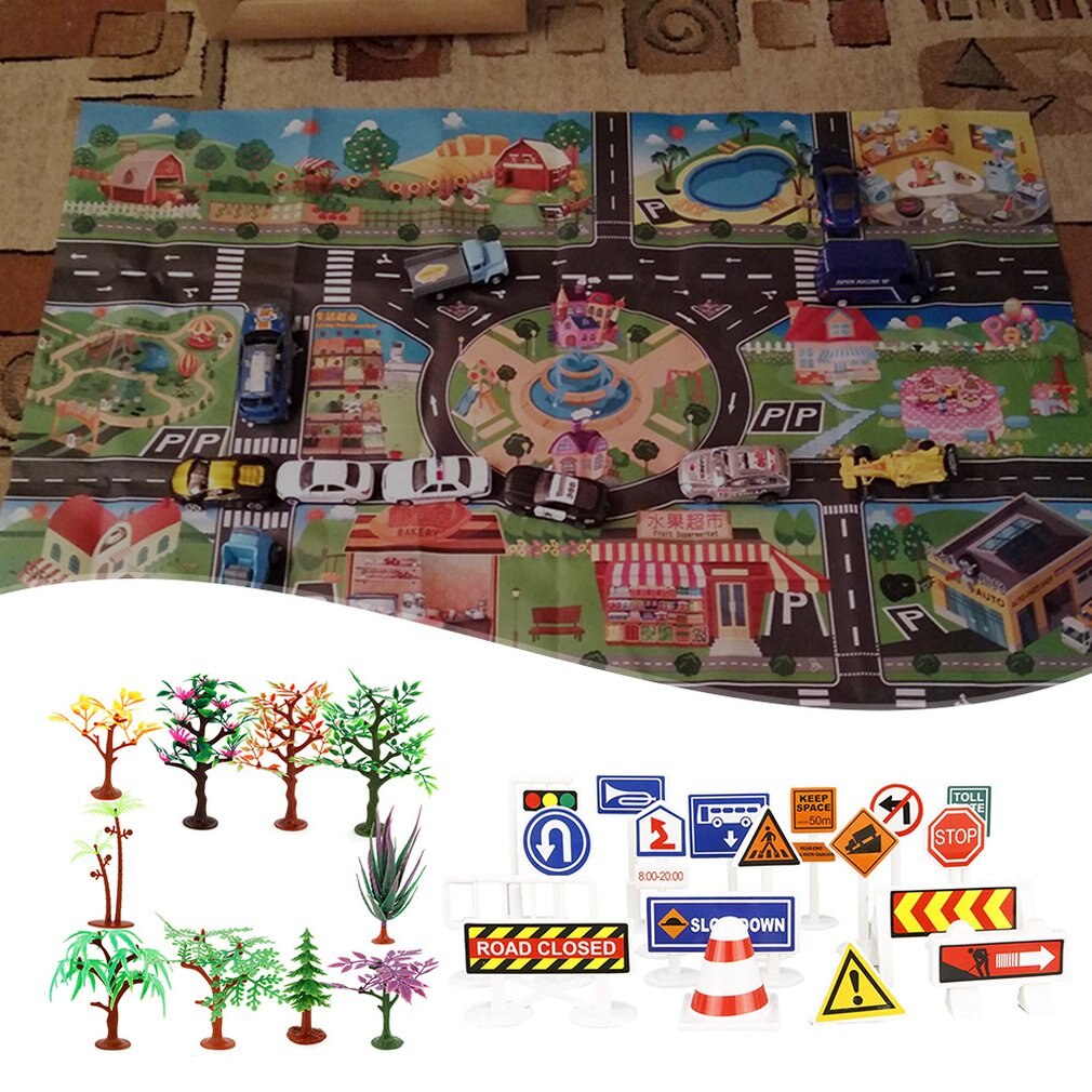 Kinderen Spelen Mat Vloer Spel Baby Kruipen Mat Pad 130*100CM Waterdichte Kids Verkeer Verkeersbord Parkeer lot Jongen Speelgoed