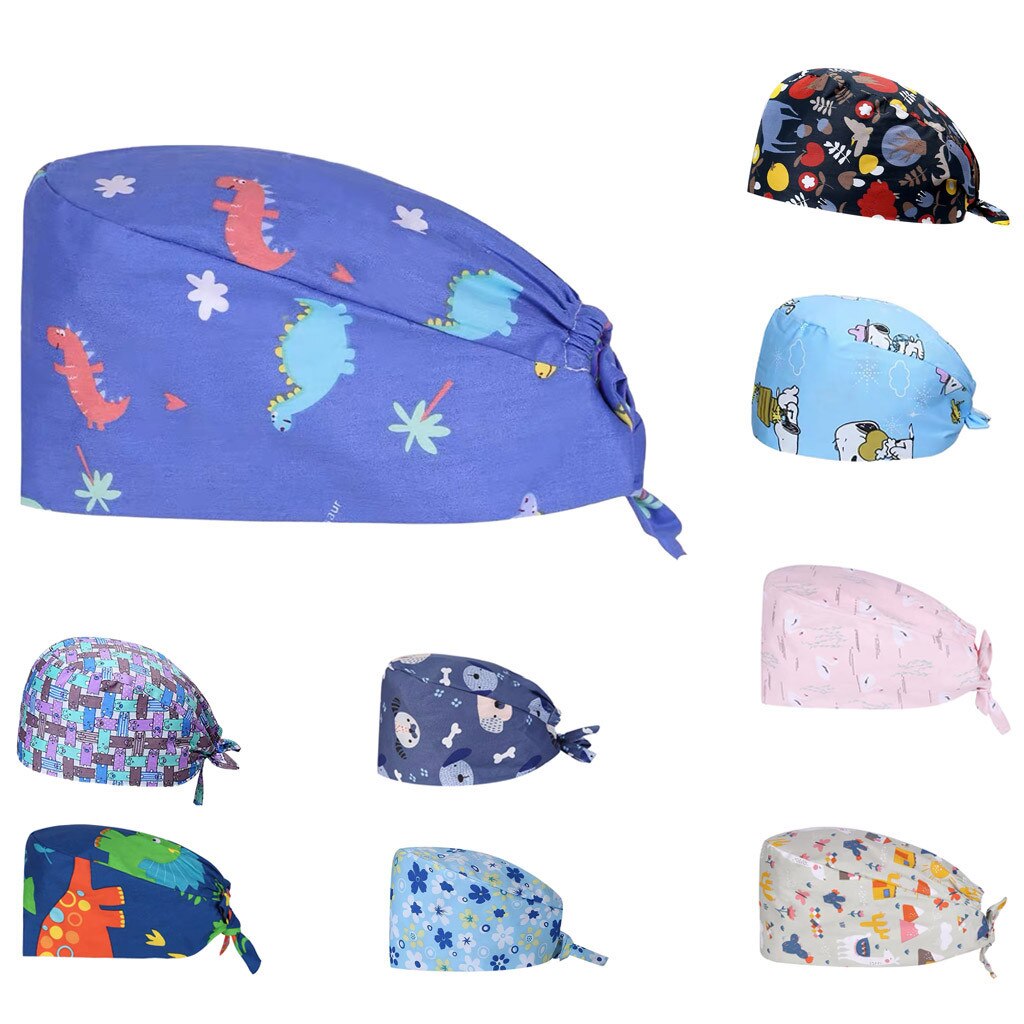 Gorro de trabajo con estampado de botones para enfermera, gorro de trabajo informal Unisex, accesorios para enfermeras