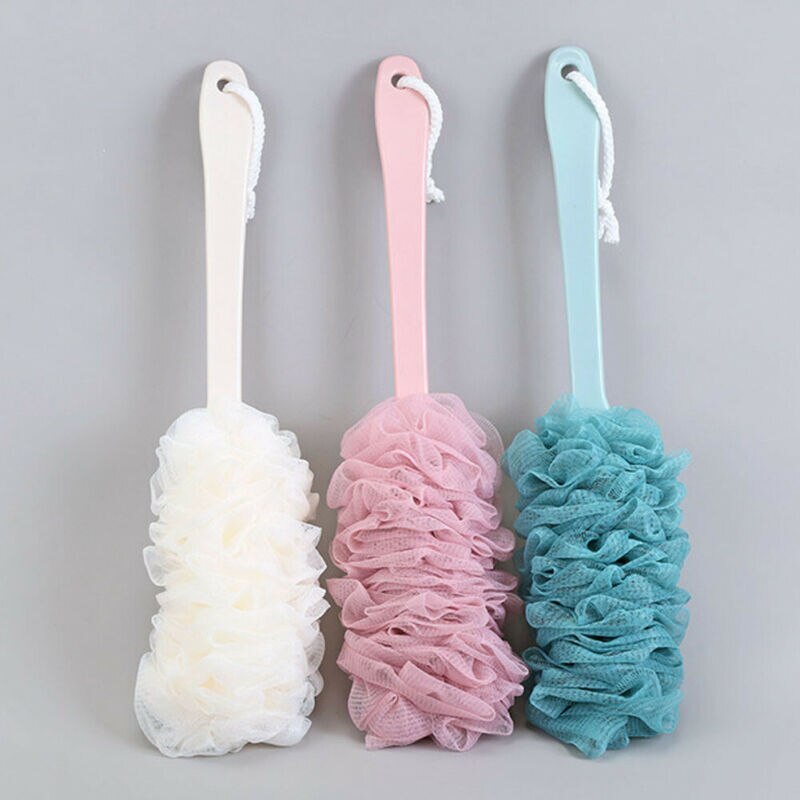 1pc Long Handle Bath Brush Back Bath Shower Scrubber Body Soft Mesh Scrub Puff Clean Oneself Bath Back Brush Sponge