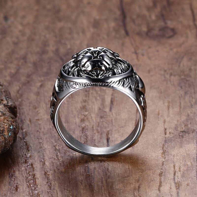 Zorcvens retro stil dyr løve rustfrit stål ring biker rock mænd smykker