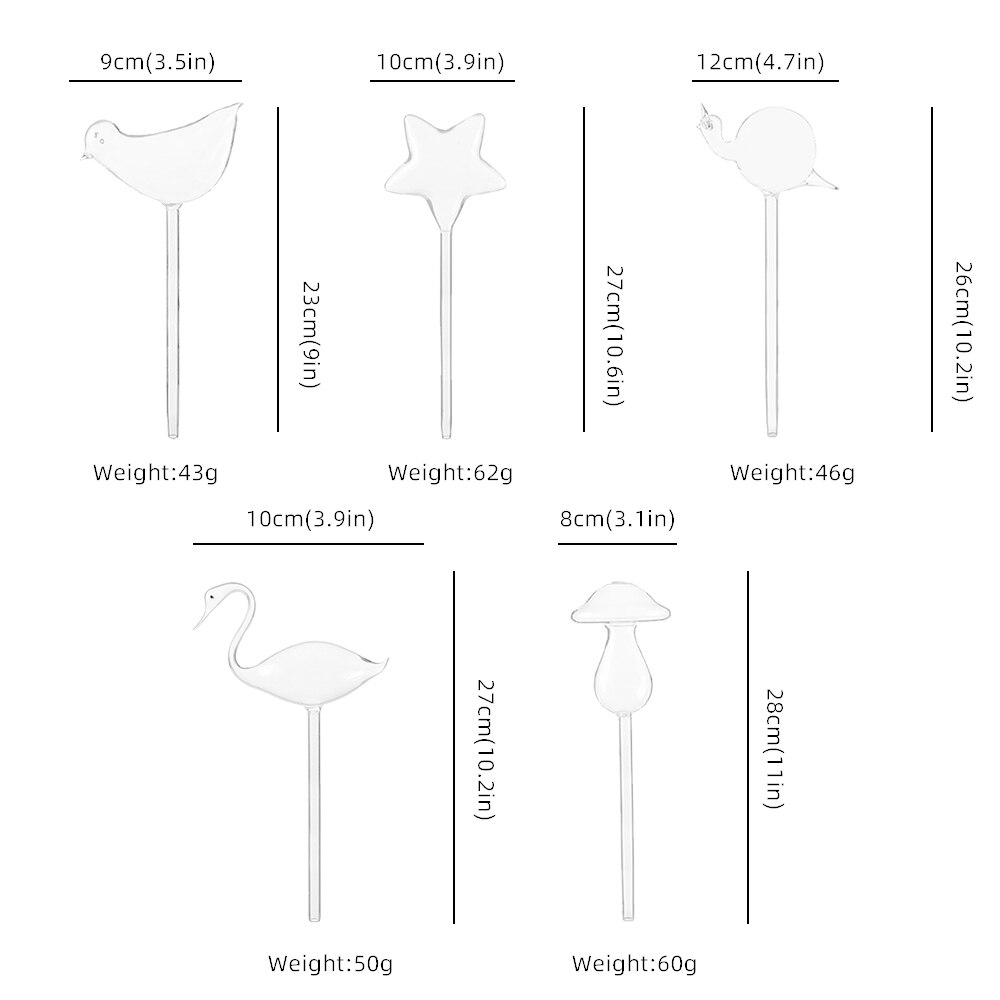Dispositivo de riego automático de 5 Formas para plantas de jardín, regadera de cristal automática para plantas, flores, herramienta decorativa para plantas, 1 unidad
