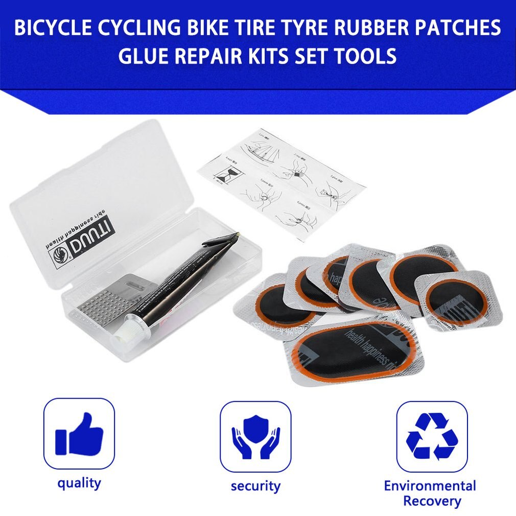 Kit de reparación de bicicleta nueva, juego de reparación de neumáticos de goma plana, tubo de neumático, pegamento, Accesorios de reparación de bicicleta,