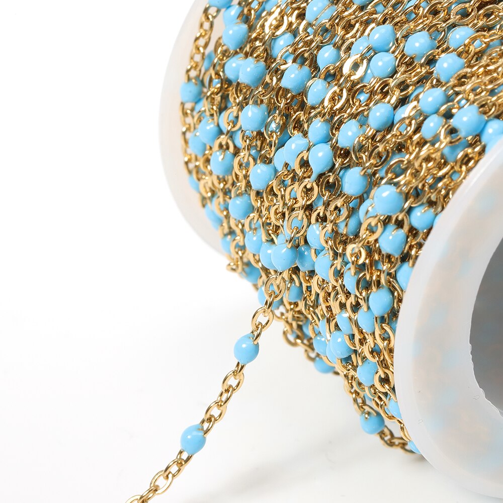 2Meter Rvs Kabel Emaille Gouden Ketting Ketting Bulk Multicolor Link Accessoires Voor Sieraden Materialen Diy: Gold Blue