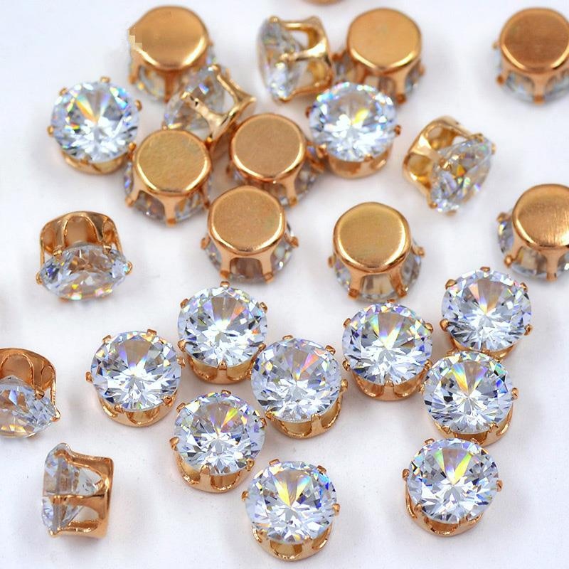 6mm 8mm 100 stks Naaien Clear Zirkoon Kristallen Klauw Steentjes Bridal Crystal Applicaties Naaien Op Stenen Platte Achterkant strass Voor Jurk