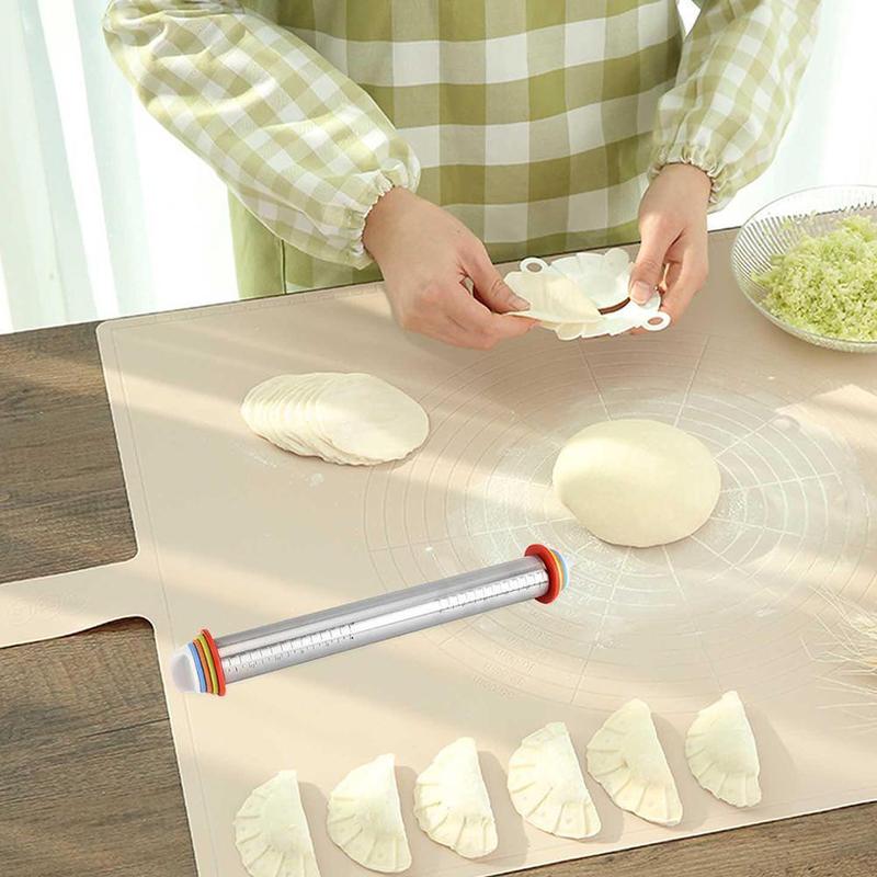 Staal Koekjes Rolling Pin Uitgerust 4 Scaling Ringen Heersers Bakken Verstelbare Dikte Cookie Pastry Tool Shim Ma X6Y7