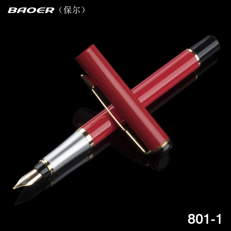 Baoer 801 Executive Golden and Silver Fine Nib tip Ink pen Stationery School Office birthday Writing metal Fountain Pen: Q / 0.5MM