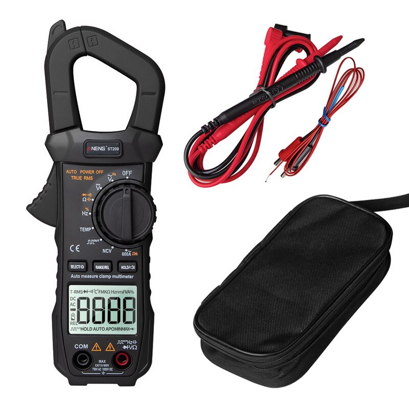 ST209 Digital Multimeter Clamp Meter 6000 Counts True RMS Amp DC/AC Current Clamp Tester Meters Voltmeter 400v Auto Range: Black
