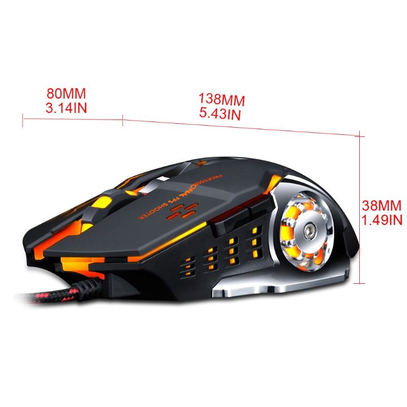 Mechanical Macro Programming 7 Color Luminous Gaming Mouse 4 Gear DPI Adjustable R2JB