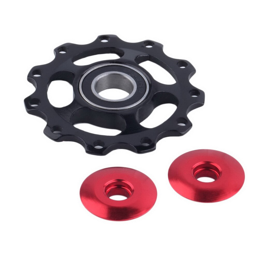 11 tand mtb keramisk leje jockey hjul remskive kompatibel landevejscykel derailleur udendørs cykeltilbehør: Sort