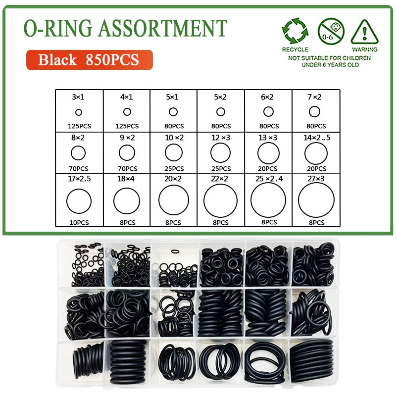 Doos Rubber NBR O Ring CS 1.5mm Assortiment Zwarte O-Ring Afdichting Set Nitril Ringen Voor Auto O Ring Kit: Donkerblauw