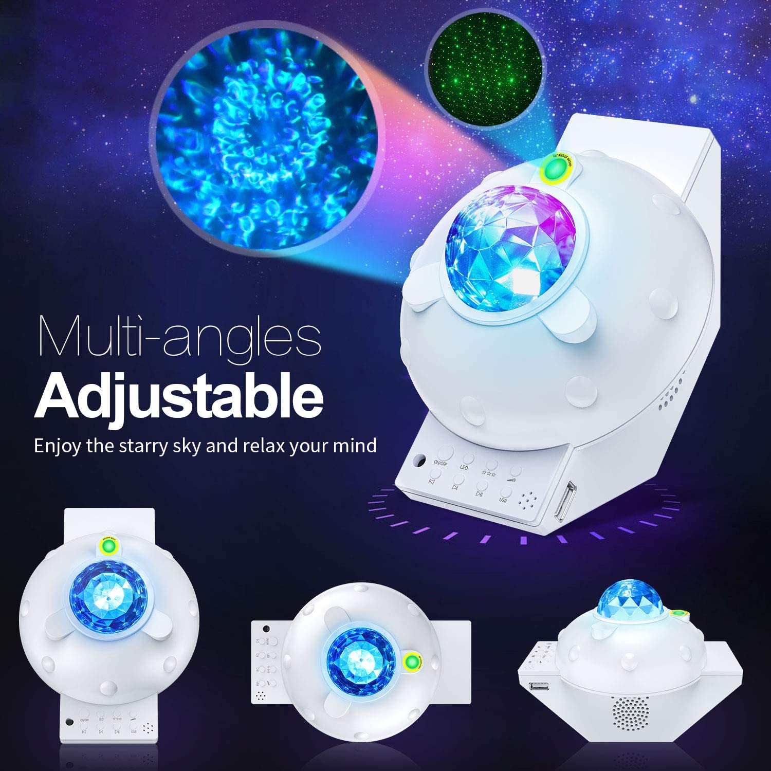 Nachtlampje Projector Led Light Star Music Projectoren Met Bluetooth Speaker Wave Galaxy Projector Voor Kid Adult Plafond Slaapkamer