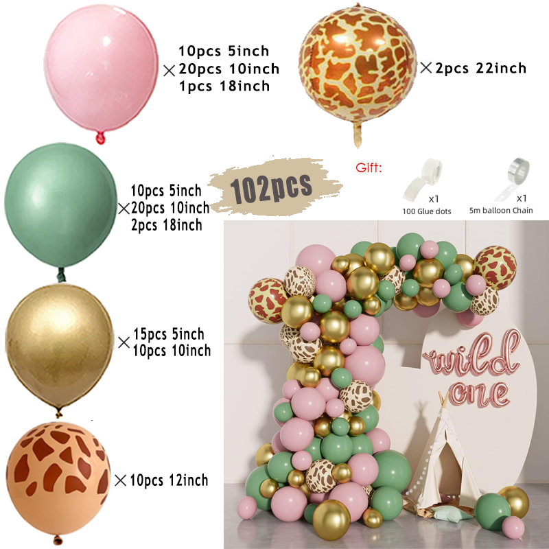 Kit de arco de guirnalda de globos blancos de Safari en la jungla, suministros para de cumpleaños para niños, globos de látex dorados con patrón de ciervo, decoración para Baby Shower: Verde militar