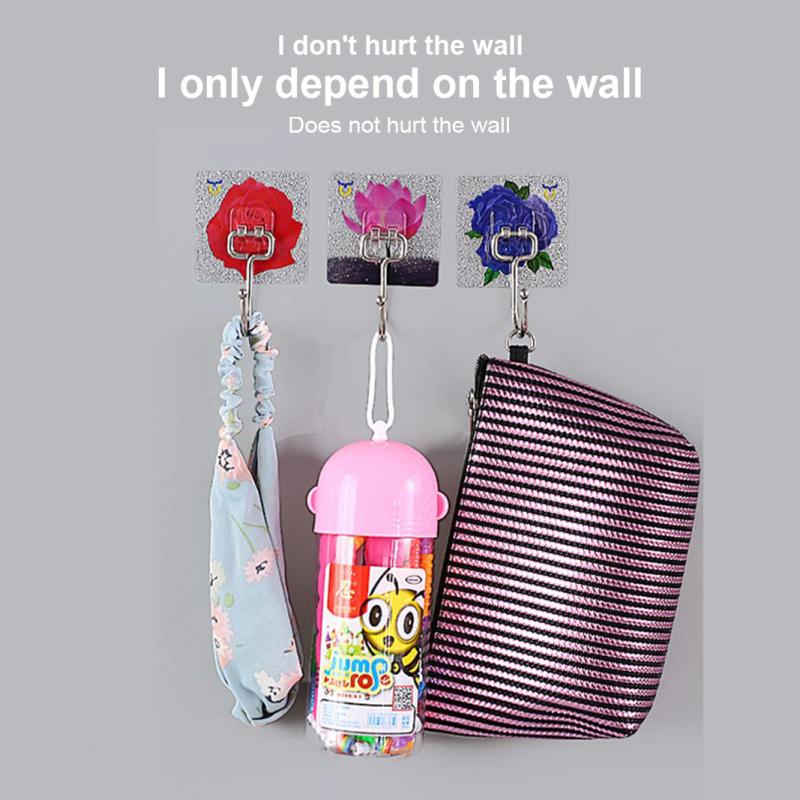 5Pcs Roestvrij Staal Grote Haken Non-marking Stickers Punch-Gratis Haak Sterke Haak Mulifunctional Haak Keuken badkamer Haak