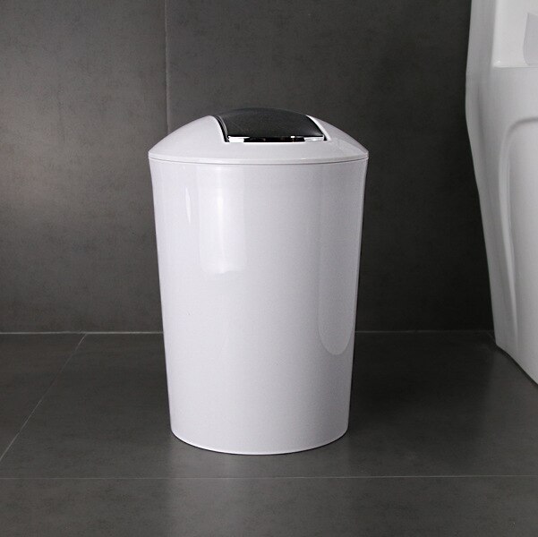 Gylden europæisk stil luksus gyngende låg plast skraldespand til køkken badeværelse toilet: Hvid / 6.5l